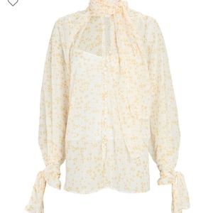 Acler tie-neck chiffon cathedral blouse